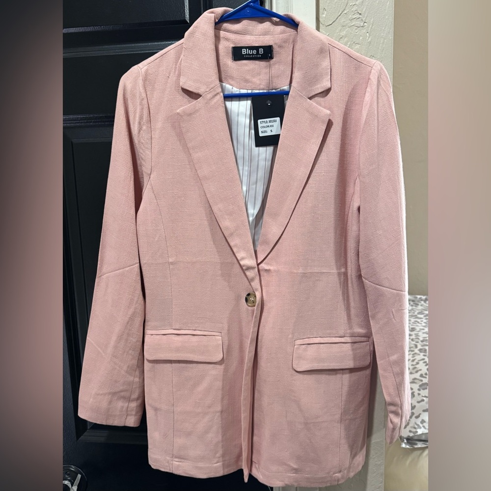 Blue B Women's Blush Pink Single-Button Blazer